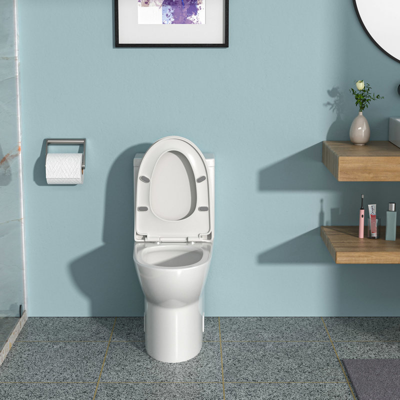 Toilette en céramique avec mécanisme de chasse d'eau silencieux - bol à jupe une pièce pour environnement de salle de bain paisible, ajoute un attrait esthétique à