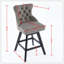 Ensemble de tabouret de bar pivotant en velours avec décoration capitonnée, pieds en bois et garniture cloutée chromée, idéal pour les loisirs à la maison-1689341790