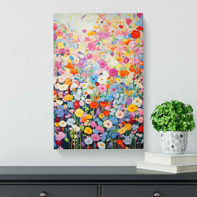 Floral Colour Field - Wrapped Canvas Print, 60cm H x 40cm W x 3cm D