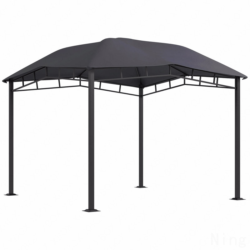 Pavillon de jardin en acier 10 x 10 pi, pour l'extérieur avec toit à motif géométrique (gris)