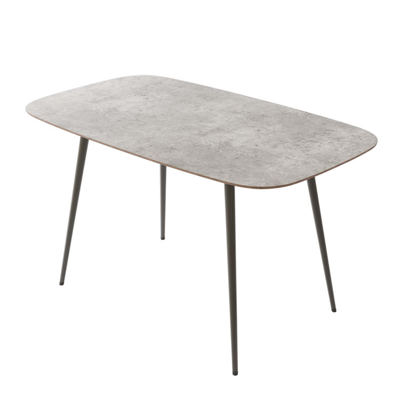 Metal Base Dining Table, 76cm H x 120cm W x 70cm D, Grey, Grey