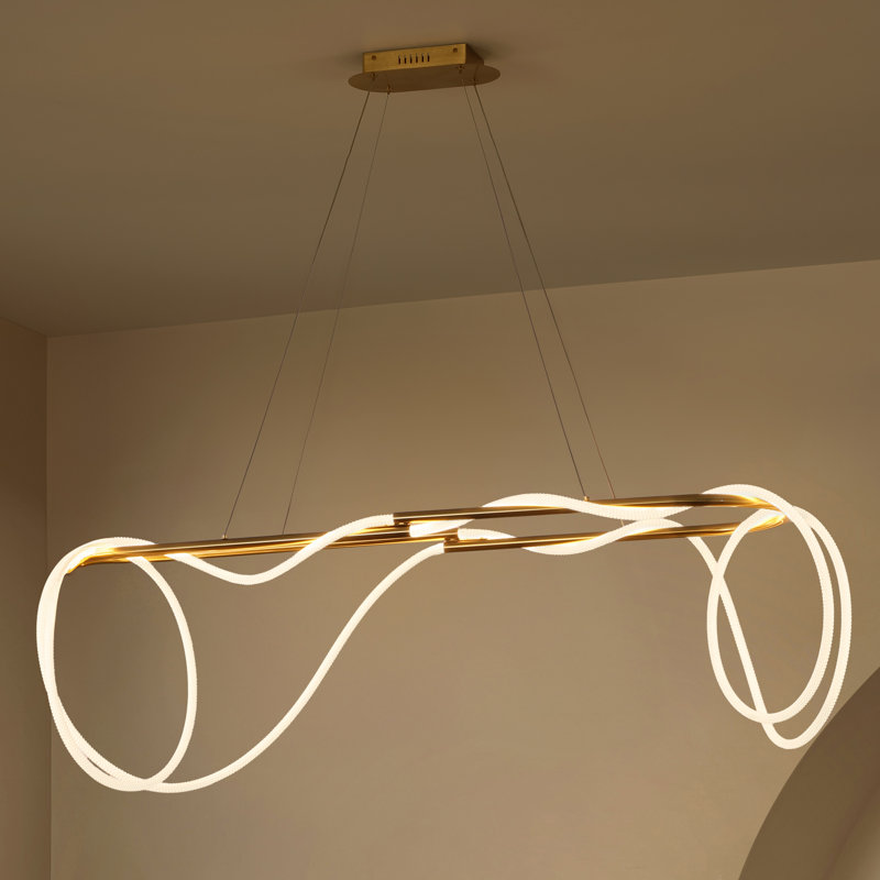 Lustre intégré à intensité variable en silicone néon réglable Shiana, H 0,75 po x l 59 po x P 12 po, Laiton doré