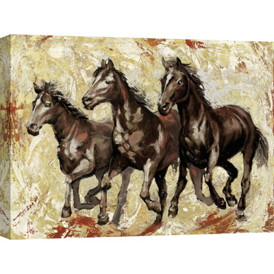 Horses In The Wild by Luigi Florio - Wrapped Canvas Painting