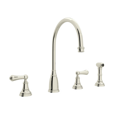Georgian Era Double Handle Kitchen Faucet With Accessories
