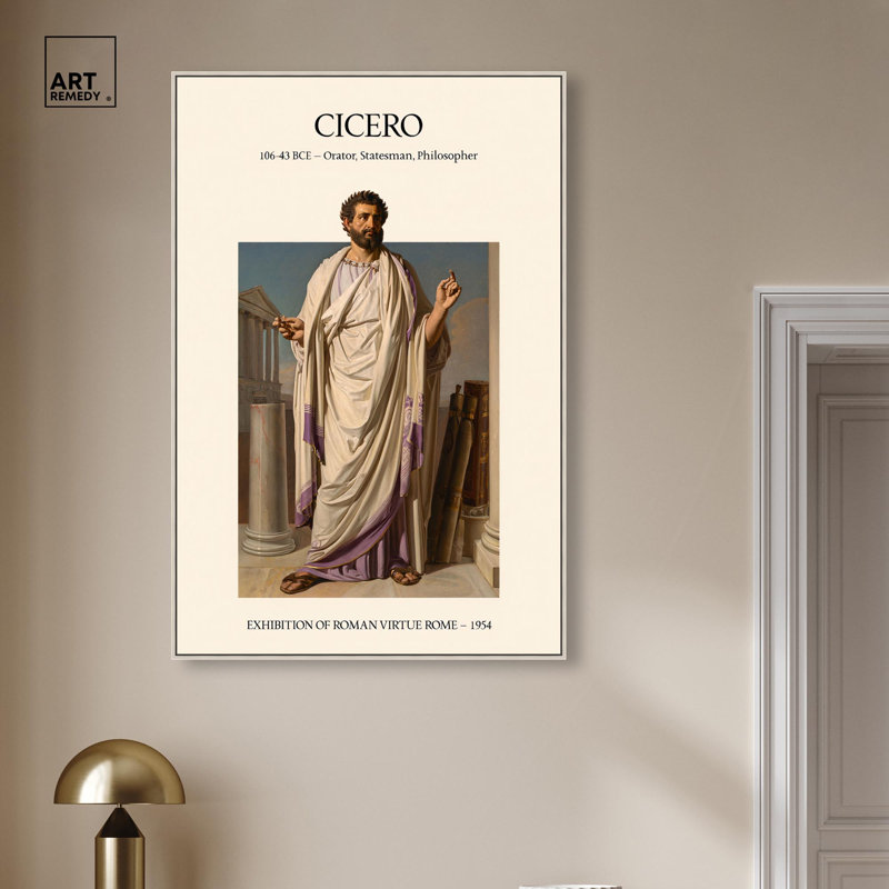 Représentation visuelle des affiches d'art sur toile Cicero par Art Remedy, H 46 po x l 31 po, Cadre argenté
