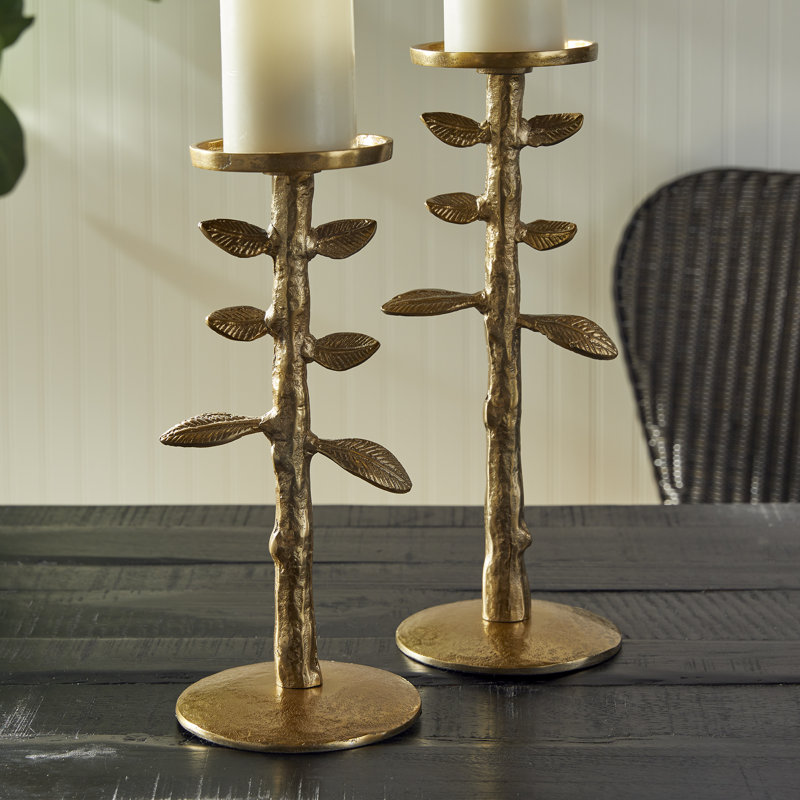 Brier 2 Piece Aluminum Tabletop Candlestick Set