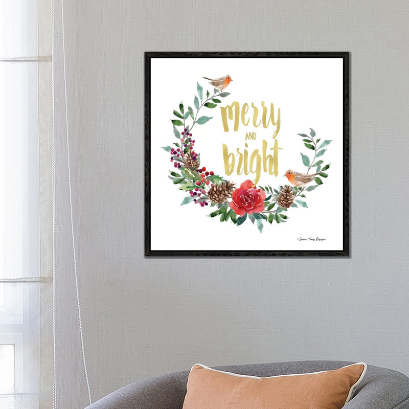 Merry And Bright Robin Wreath by Seven Trees Design - Gallery-Wrapped Canvas Giclée on Canvas, 66.04 cm H x 66.04 cm W