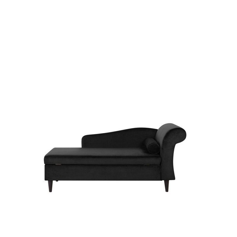 Jahiem Velvet Chaise Lounge, Black