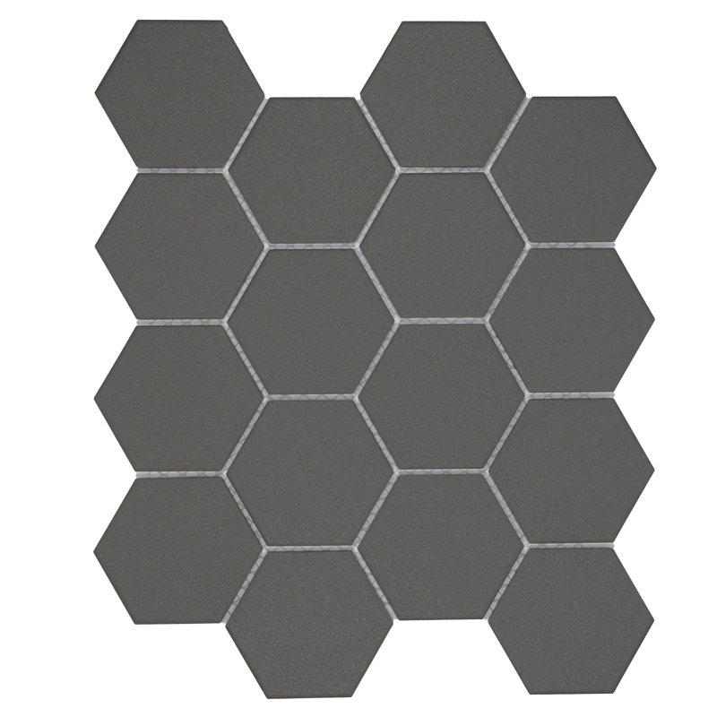 Sage 3" x 3" Hexagon Porcelain Matte Mosaic Tile, Gray