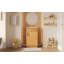 Meuble-lavabo de 20 pouces avec lavabo en céramique, ensemble de meuble-lavabo simple autoportant avec porte à fermeture douce, tablette réglable, style maison de campagne, bois naturel.