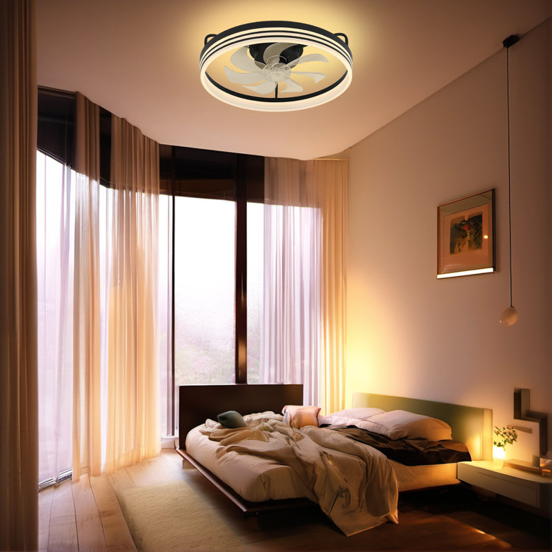 Joshuar 18'' Ceiling Fan with LED Lights, Black