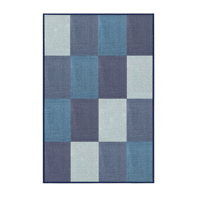Tapis bleu/gris à motifs, Rectangle 3 pi x 5 pi