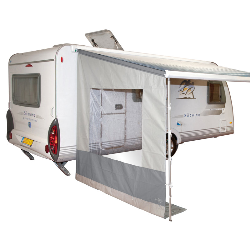 Dakota Fields 250cm W x 2.5cm D Plastic Light Grey Cover Retractable Side Awning