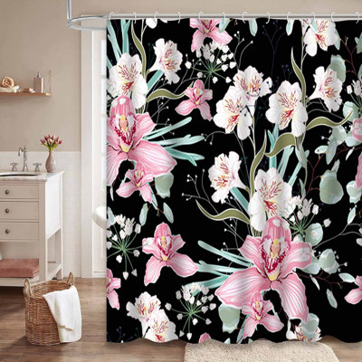 Rideau de douche sans couture avec 12 crochets Tropical Paradise
