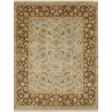 Hand Knotted Wool Oriental Area Rug in Light Blue/Brown