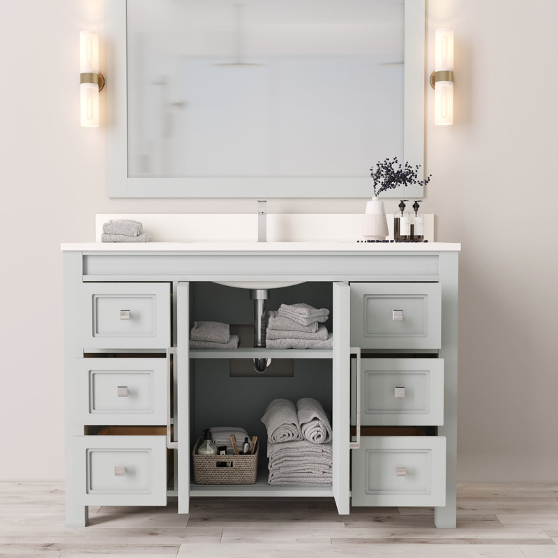 Meuble-lavabo simple Belluno 48 po Forestmade, gris