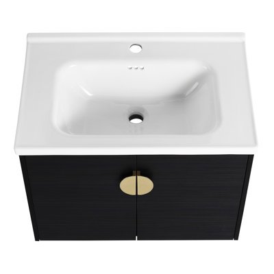 40 Inch Black Chestnut Bathroom Vanity, Soft Close Doors, Wall Mounted Drawer Vanity With Sink, Ample Storage, Finish