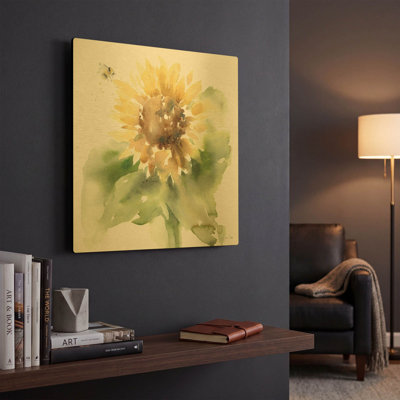 «Sunflower Meadow III» par Katrina Pete, art mural en métal doré, 12 po x 12 po
