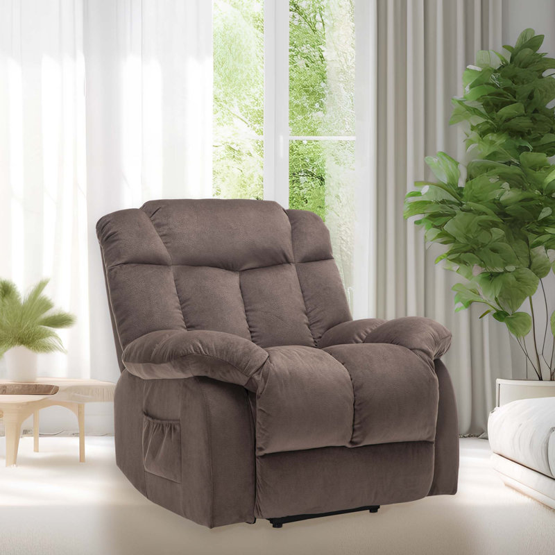 Upholstered Lift Assist Power Recliner, Coffee Velvet