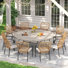 10-person Round Outdoor Patio Dining Set With Stackable Rattan Armchair