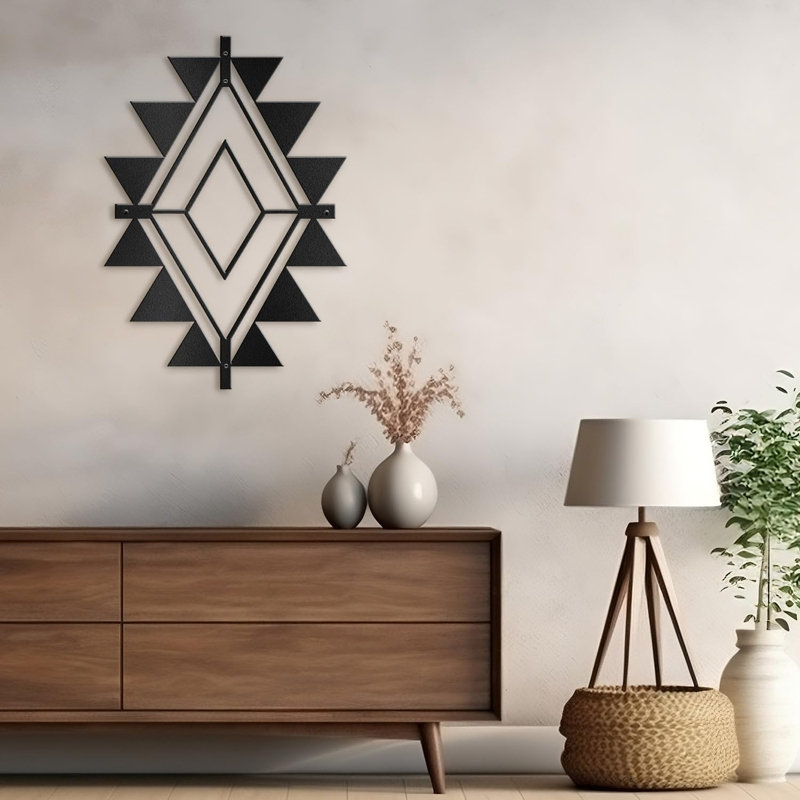 Triangle Composition Minimalist Modern Wall Accent Hangings Home Office Large Metal Wall Decor, 24" H x 12" W x 0.05" D