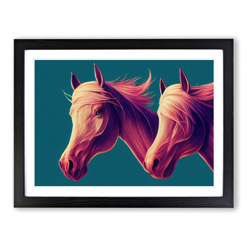 Dashing Horses - Framed Print, Black, 46cm H x 64cm W x 2cm D