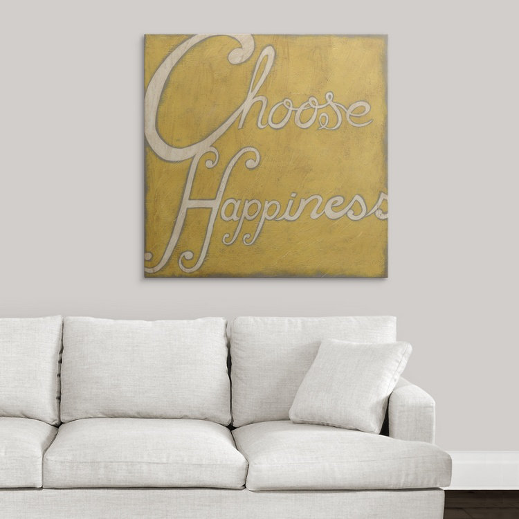 Gelilah, art textuel «Choisir le bonheur», H 35 po x l 35 po x 1,5 po, Toile