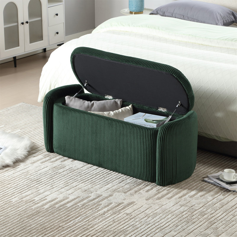 Repose-pieds rembourré polyvalent avec charnière de sécurité pour chambre à coucher et salon, Vert