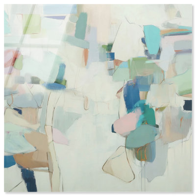 Décoration murale Soft Patchwork III, impression acrylique couleur sauge, par Art Remedy, prête à accrocher, 20 x 20