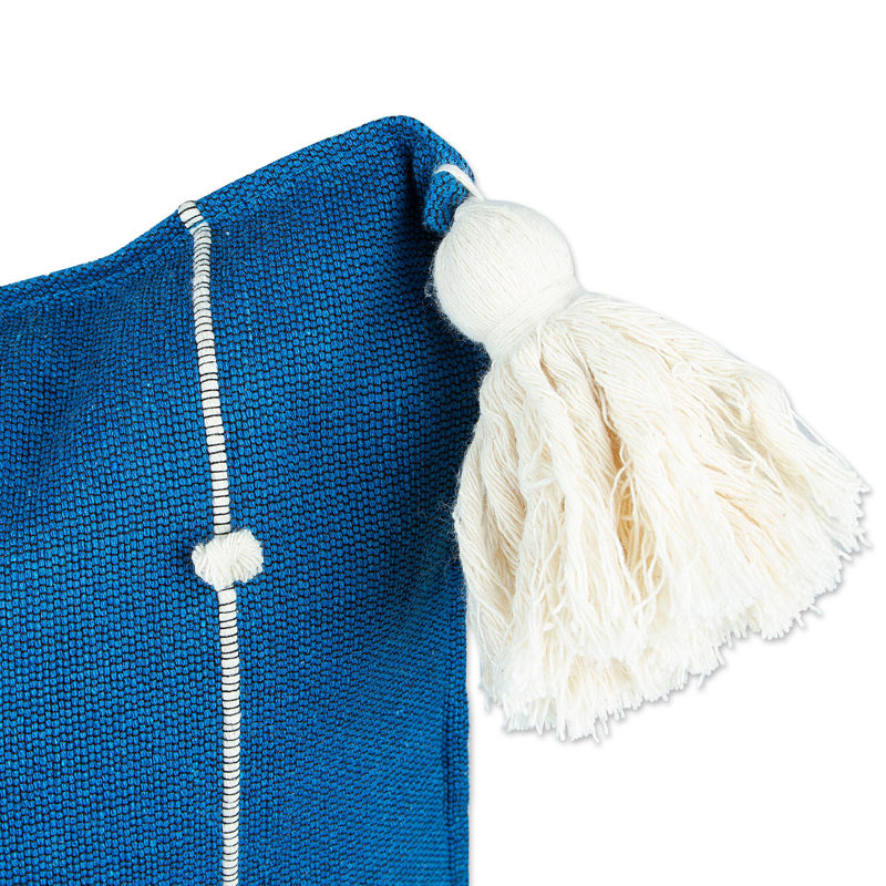  Housse de coussin rayé carré bleu
