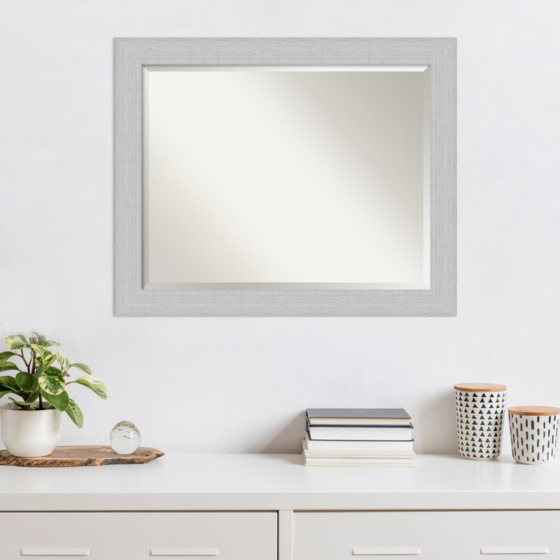 Miroir décoratif biseauté Taveras, H 26,25 po x l 32,25 po, Blanc