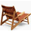 Fauteuil de chasse vintage en cuir végan de haute qualité, structure en chêne massif, couleur brun foncé, garnissage ignifugé, hauteur 67,2 cm, largeur 86,8 cm, profondeur 61,4 cm, poids 9,1 kg.