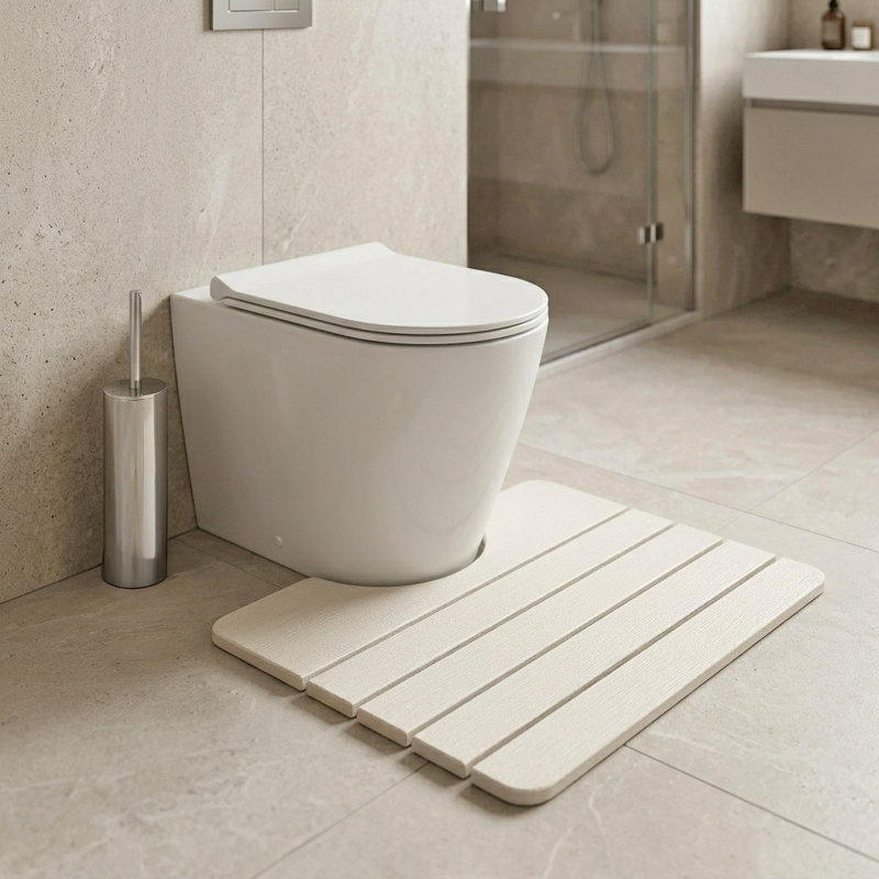 Tapis de salle de bain Diatomite, Blanc naturel