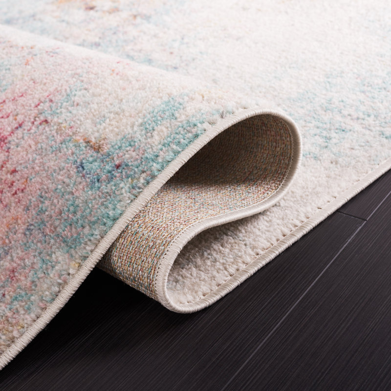 Tapis 506 turquoise / rose doré, Rond 6 pi 7 po