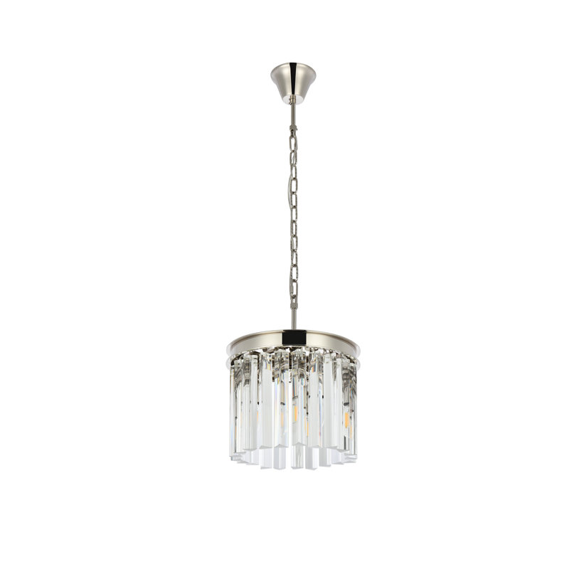 Yazmin 3 - Light Single Pendant, 13" H x 12" W x 12" D, Polished Nickel, Crystal (Clear)