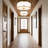 3-Light Flush Mount Ceiling Light Fixture 12.6" Drum Light With White Fabric Shade Modern Close To Ceiling Light(Brushed Gold)