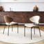 Ensemble de 2 chaises d'appoint modernes en cuir à dossier courbé, beige et noyer, entièrement assemblées