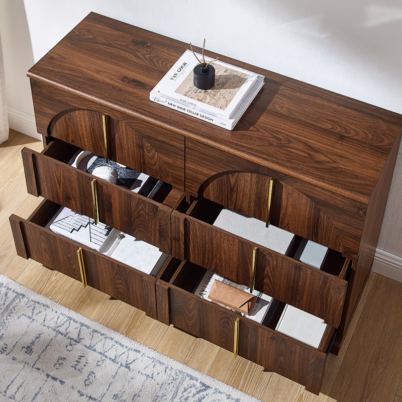 Commode 6 tiroirs Modern, Brun