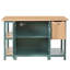Îlot de cuisine 58 po, table de préparation en bois avec tiroirs de rangement, armoires et tablettes ouvertes-1123572856