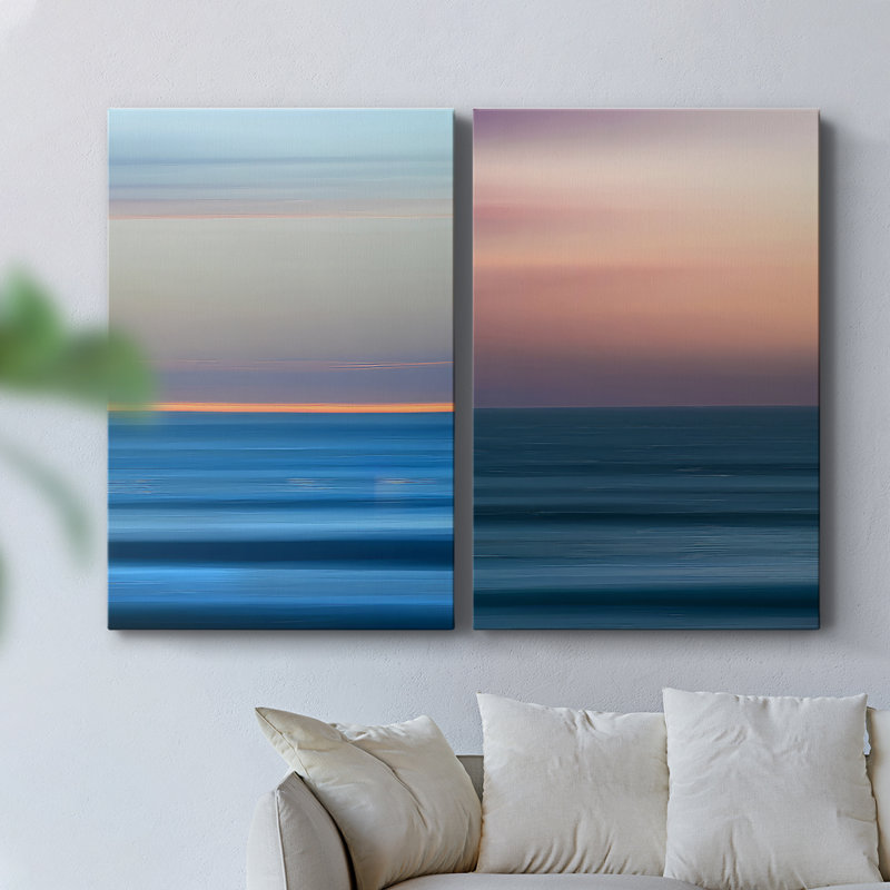 Sunset Seascape III - Toile tendue avec châssis de qualité supérieure - Prêt à accrocher, H 18 po x l 12 po