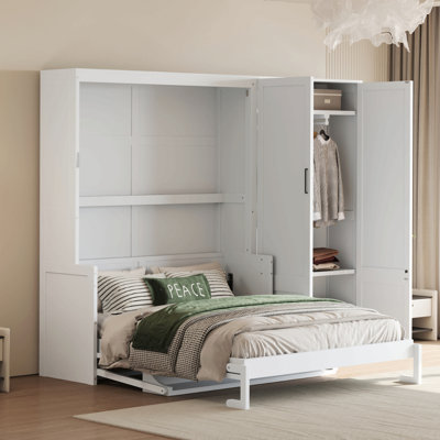 Grand lit escamotable mural avec placard