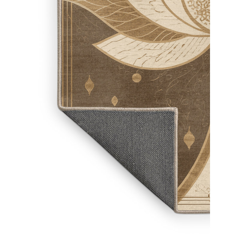 Tapis oriental moelleux moelleux d'inspiration mondiale en beige - reliure beige, 8 x 10