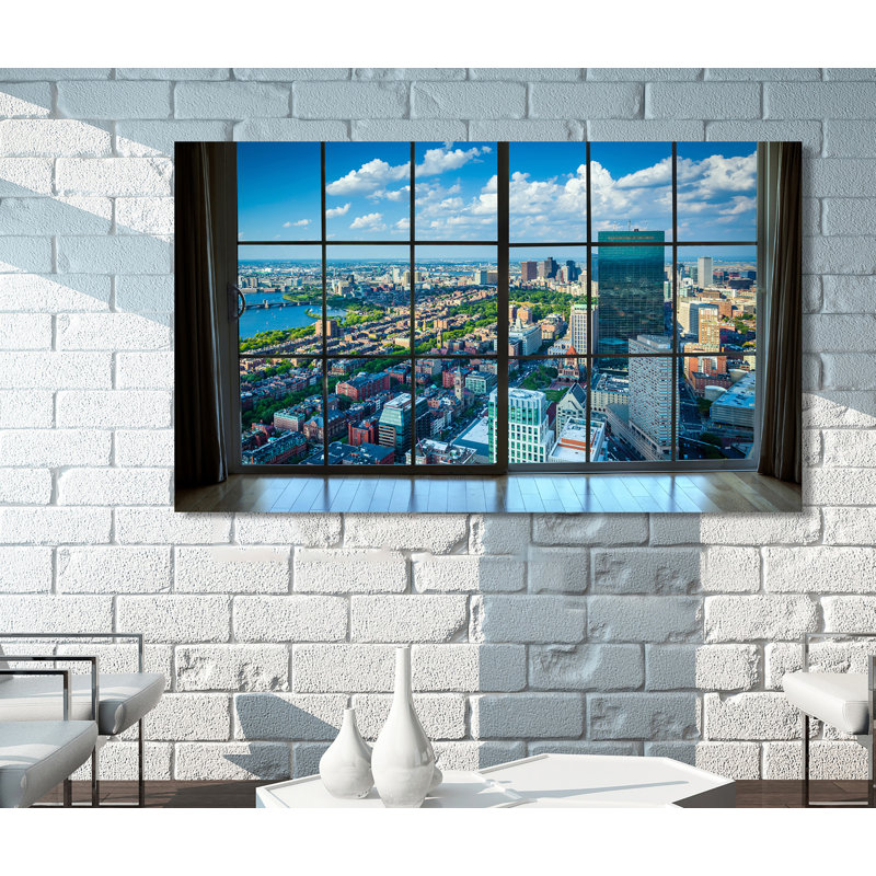 « back bay, in boston, massachusetts window », reproduction de photo sur toile tendue, H 28 po x l 48 po x P 1,5 po