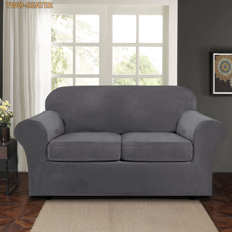 Housse pour causeuse à coussins carrés/rectangulaires, Velours gris