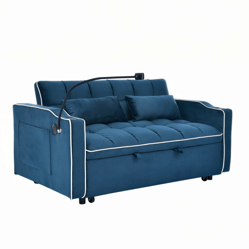 Canapé-lit pliable polyvalent de 55,51 pouces, Bleu