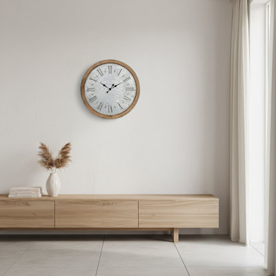 Horloge murale surdimensionnée avec cadre en bois de sapin | Idée de cadeau
