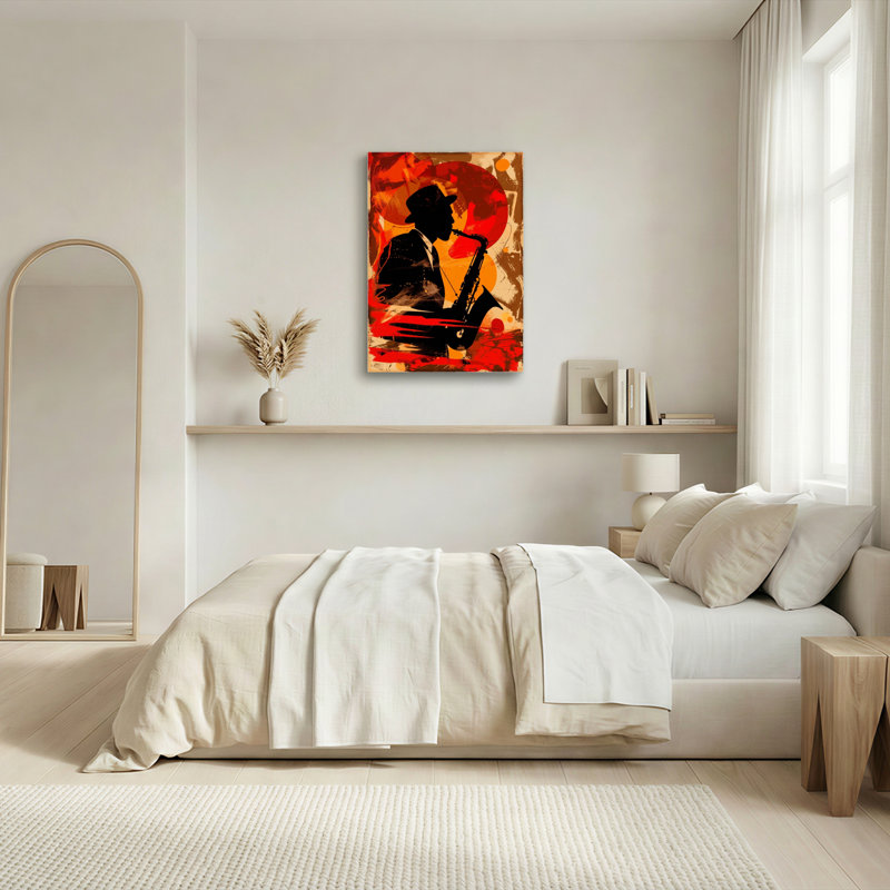 Ensemble de 1 tableau sur toile de musique jazz, H 18 po x l 12 po, Toile tendue