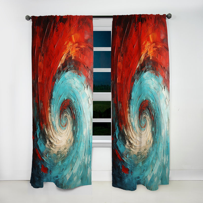 Red Blue Majestic Motion Spiral I - Rideau en velours moderne - obscurcissant - 1 panneau, L 52 po x L 120 po