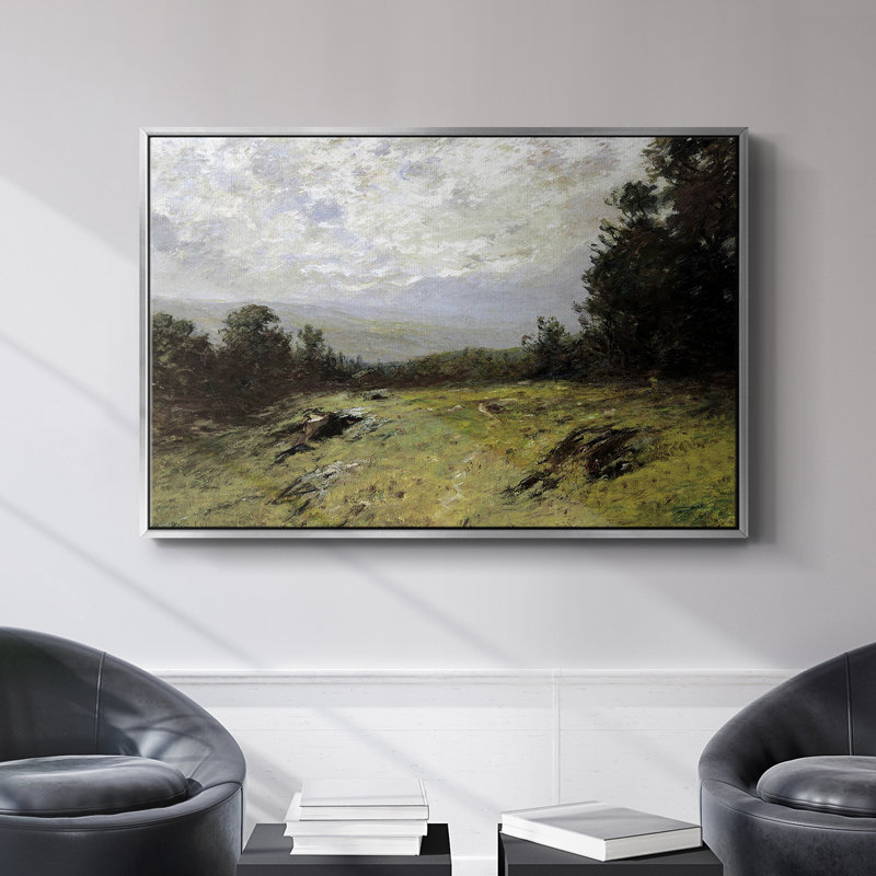 Paysage rétro - MLII, H 17 po x l 25 po x P 2 po, Toile argentée avec cadre flottant