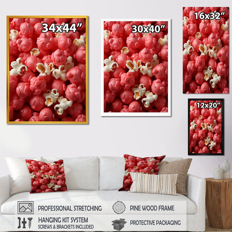 Pink Screen Popcorn Elegance I - Popcorn Wall Art, 44" H x 34" W x 1.5" D
